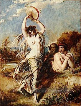 litalienne tambourin Tableau Peinture - Bacchante jouant du tambourin William Etty